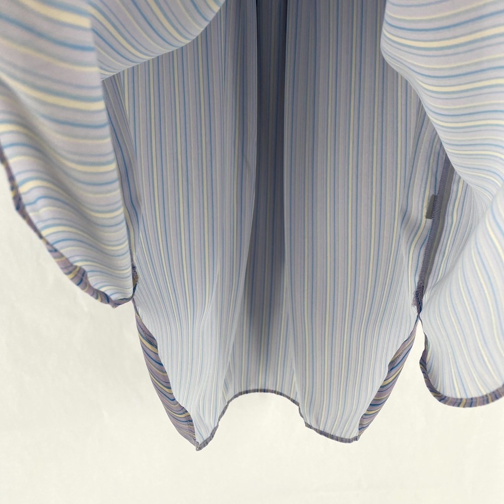 NYDJ Pintuck Blouse Womens Large Multicolor Stripes Split Neck‎ Concealed Button - Picture 6 of 11